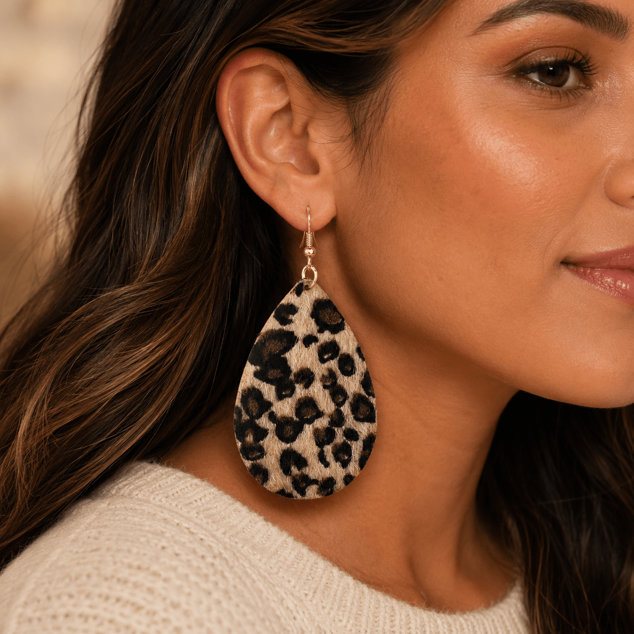 Women's Bohemian Leopard Print Dangle Earrings, Vacation Gift